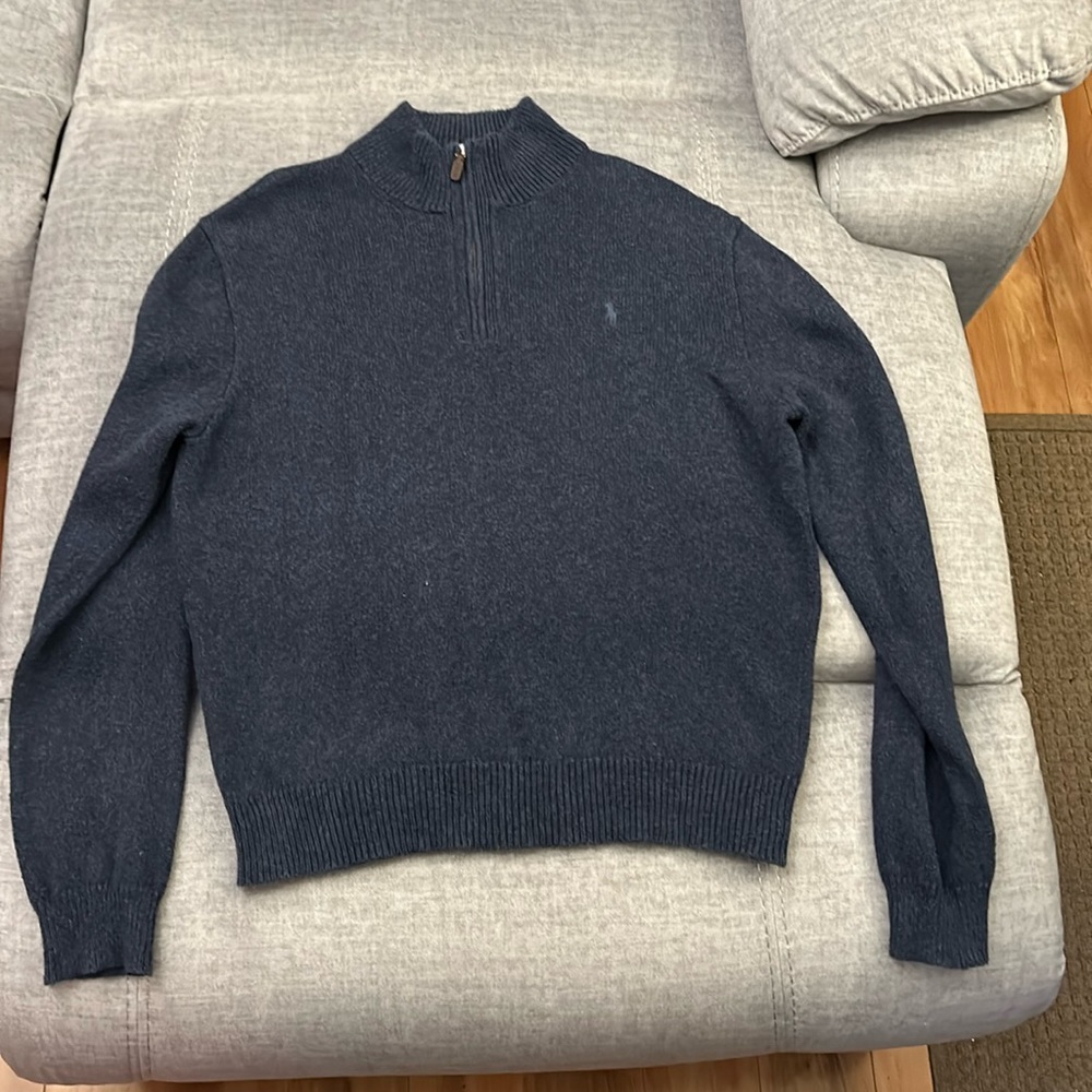 Ralph Lauren Men’s Size Large 1/4 Zip Sweater Navy Blue